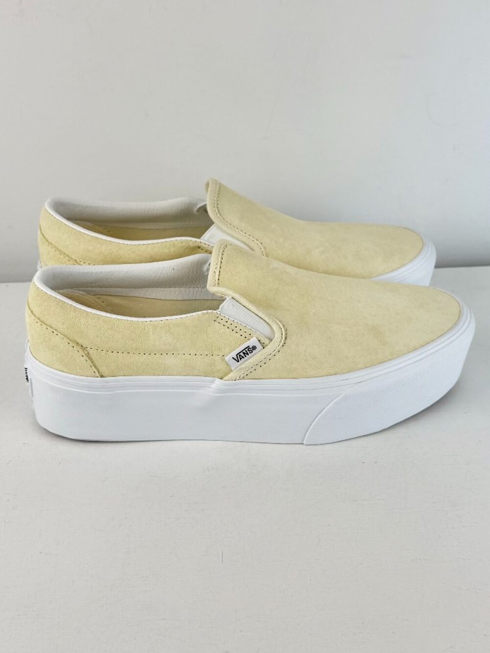 Men's 4.5 Women's 6 - Vans Classic Slip-On Stackform Beige Suede Shoe- 721356